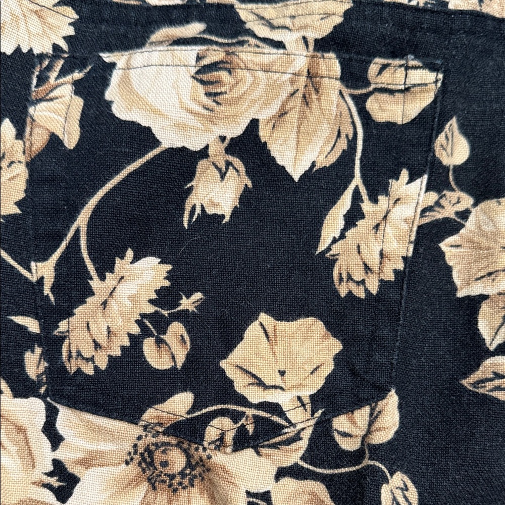 Lauren Ralph Lauren Black and Gold Floral Straight Leg Linen Pants - Picture 4 of 4